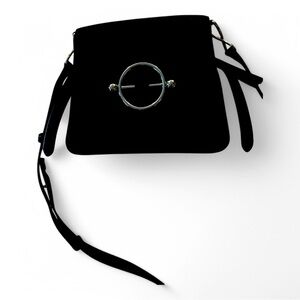 JW ANDERSON DISK BAG . Black suede and leather sz med
